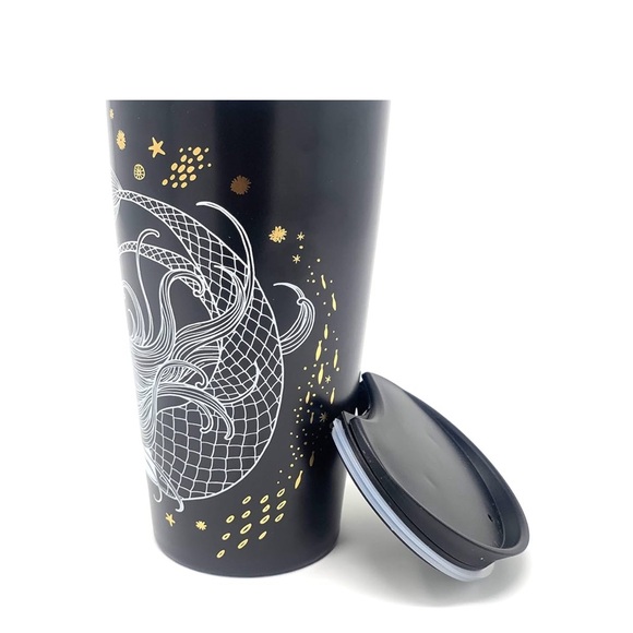NWOT Starbucks Black Mermaid Ltd Ed Ceramic Traveler Tumbler Coffee Mug - 12 oz - Picture 3 of 11